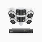 HDCK680 - Kit videosorveglianza PoE 8 canali con 4 telecamera 4K e 2 telecamera 6 MPX doppia lente(ultra grandangolo 180°), visione notturna a colori, microfono incorporato, riconoscere di persone e veicoli