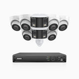 HDCK680 - Kit videosorveglianza PoE 8 canali con 6 telecamera 4K e 2 telecamera 6 MPX doppia lente(ultra grandangolo 180°), visione notturna a colori, microfono incorporato, riconoscere di persone e veicoli