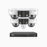 HDCK680 - Kit videosorveglianza PoE 8 canali con 4 telecamera 4K e 2 telecamera 6 MPX doppia lente(ultra grandangolo 180°), visione notturna a colori, microfono incorporato, riconoscere di persone e veicoli