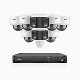 HDCK680 - Kit videosorveglianza PoE 8 canali con 6 telecamera 4K e 2 telecamera 6 MPX doppia lente(ultra grandangolo 180°), visione notturna a colori, microfono incorporato, riconoscere di persone e veicoli