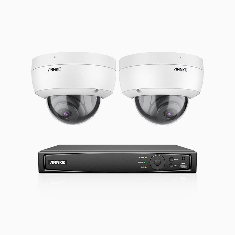 H800 - Kit videosorveglianza PoE 8 canali con 2 telecamere 8 MPX (4K), riconoscere di persone e veicoli, EXIR 2.0 visione notturna, microfono integrato, supporta ONVIF e RTSP