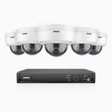 H800 - Kit videosorveglianza PoE 8 canali con 5 telecamere 8 MPX (4K), visione notturna a colori e IR,microfono integrato, riconoscere di persone e veicoli, supporta ONVIF e RTSP