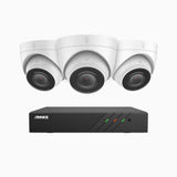 H500 - Kit videosorveglianza PoE 8 canali con 3 telecamere 5 MPX, EXIR Visione Notturna, microfono integrato, IP67, supporta ONVIF e RTSP