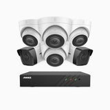 H500 - Kit videosorveglianza PoE 8 canali 5 MPX, 2 telecamere bullet e 4 telecamere turret, EXIR Visione Notturna, microfono integrato, IP67, supporta ONVIF e RTSP