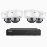 H500 - Kit videosorveglianza PoE 8 canali con 4 telecamere 5 MPX, EXIR Visione Notturna, microfono integrato, IP67, supporta ONVIF e RTSP