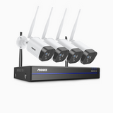 WS300 – Kit videosorveglianza wireless 8 canali con 4 telecamere 3 MPX, microfono integrato, rilevazione umana, Compatibile con Alexa