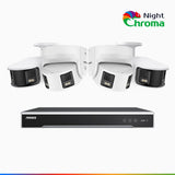 NightChroma<sup>TM</sup> NDK800 – Kit videosorveglianza 8 canali PoE Dual Lens 4K, 2 telecamere bullet e 2 telecamere turret, f/1.0 Super Aperture, Acme Color Night Vision, Active Siren and Strobe, Human & Vehicle Detection, Intelligent Behavior Analysis