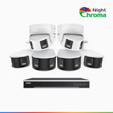 NightChroma<sup>TM</sup> NDK800 – Kit videosorveglianza 8 canali PoE Dual Lens 4K, 4 telecamere bullet e 2 telecamere turret, f/1.0 Super Aperture, Acme Color Night Vision, Active Siren and Strobe, Human & Vehicle Detection, Intelligent Behavior Analysis