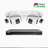 NightChroma<sup>TM</sup> NDK800 – Kit videosorveglianza 8 canali con 4 PoE Dual Lens telecamere 4K, f/1.0 Super Aperture, Acme Color Night Vision, Active Siren and Strobe, Human & Vehicle Detection, Intelligent Behavior Analysis, Built-in Micphone