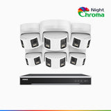 NightChroma<sup>TM</sup> NDK800 – Kit videosorveglianza 8 canali con 6 PoE Dual Lens telecamere 4K, f/1.0 Super Aperture, Acme Color Night Vision, Active Siren and Strobe, Human & Vehicle Detection, Intelligent Behavior Analysis, Built-in Micphone