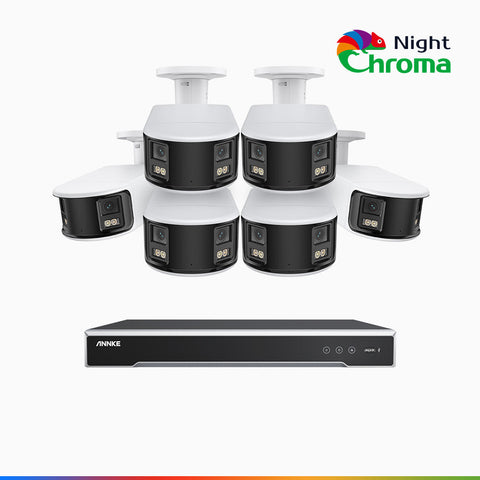 NightChroma<sup>TM</sup> NDK800 – Kit videosorveglianza 8 canali con 6 PoE Dual Lens telecamere 4K, f/1.0 Super Aperture, Acme Color Night Vision, Active Siren and Strobe, Human & Vehicle Detection, Intelligent Behavior Analysis, Built-in Micphone