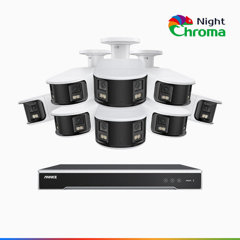 NightChroma<sup>TM</sup> NDK800 – Kit videosorveglianza 8 canali con 8 PoE Dual Lens telecamere 4K, f/1.0 Super Aperture, Acme Color Night Vision, Active Siren and Strobe, Human & Vehicle Detection, Intelligent Behavior Analysis, Built-in Micphone