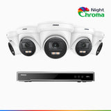 NightChroma<sup>TM</sup> NCK800 - Kit videosorveglianza PoE 8 canali con 5 telecamere 4K, Telecamera di Sicurezza PoE IP Acme 4K UHD Visione Notturna Full Color con Straordinaria Apertura  f/1.0, Compatibile con Alexa (I91BQ)