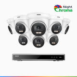 NightChroma<sup>TM</sup> NCK800 - Kit videosorveglianza PoE 8 canali con 8 telecamere 4K, Telecamera di Sicurezza PoE IP Acme 4K UHD Visione Notturna Full Color con Straordinaria Apertura  f/1.0, Compatibile con Alexa (I91BQ)