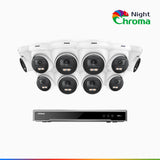 NightChroma<sup>TM</sup> NCK800 - Kit videosorveglianza PoE 16 canali con 10 telecamere 4K, Telecamera di Sicurezza PoE IP Acme 4K UHD Visione Notturna Full Color con Straordinaria Apertura  f/1.0, Compatibile con Alexa (I91BQ)