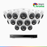 NightChroma<sup>TM</sup> NCK800 - Kit videosorveglianza PoE 16 canali con 16 telecamere 4K, Telecamera di Sicurezza PoE IP Acme 4K UHD Visione Notturna Full Color con Straordinaria Apertura  f/1.0, Compatibile con Alexa (I91BQ)